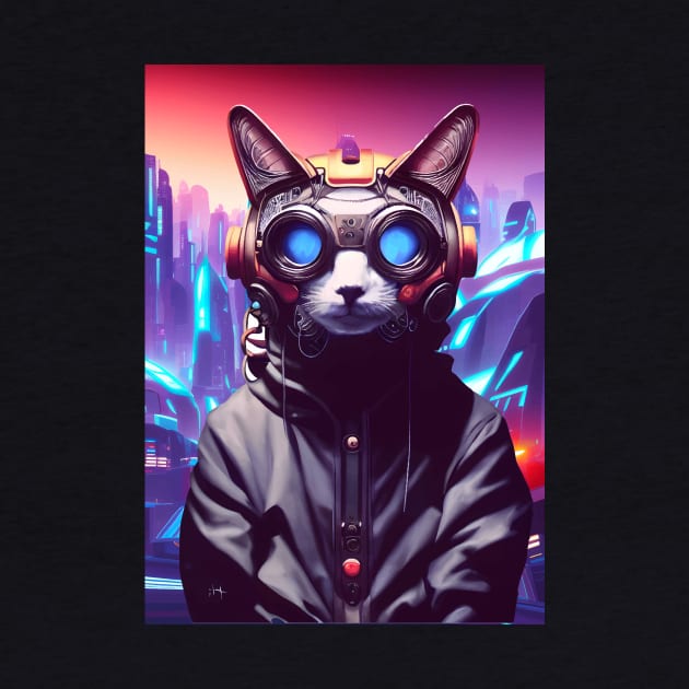 Cool Japanese Techno Cat In Future World Japan Neon City by star trek fanart and more